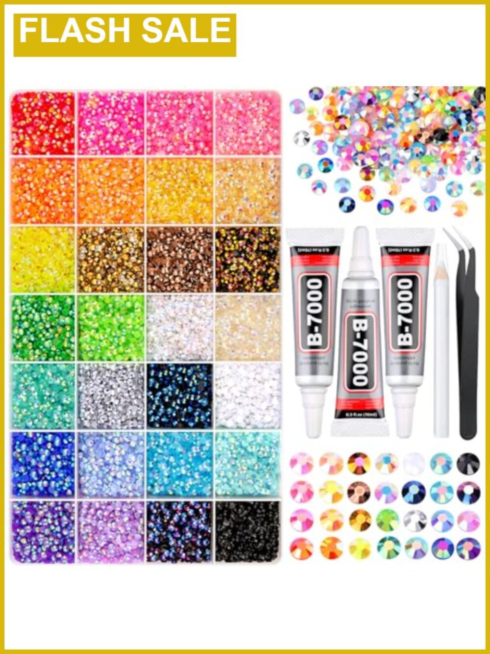 Resin Rhinestones Bedazzling Kit with B7000 Glue and Tools